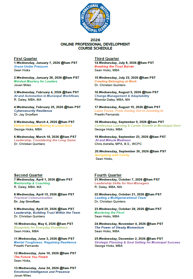 2026 ONLINE PDP CALENDAR